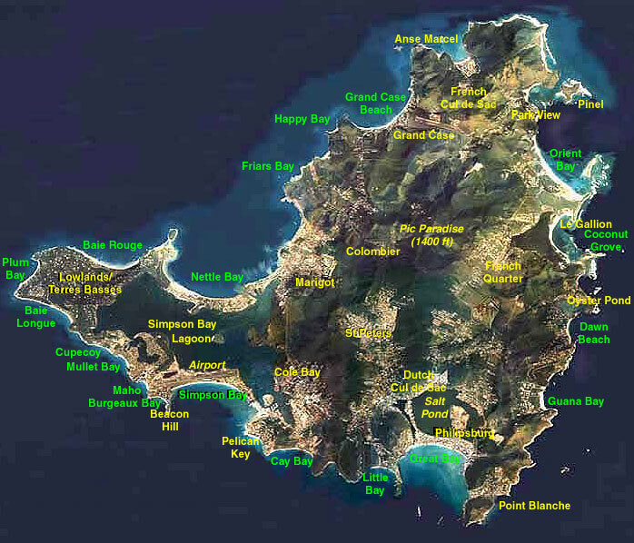 Saint Martin satellite Carte